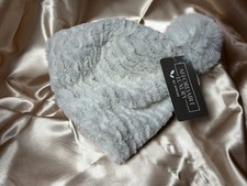 Sprigs Ultra Soft Faux Fur Beanie w/ Pom Pom Gray Affordable Luxury Sm NWT