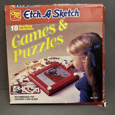 Vintage Etch A Sketch Games & Puzzles 18 Reusuable Plastic Screens Looney Tunes