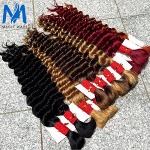 12A Human Hair Bulk for Boho Braiding Deep Wave Bulk Human Hair for Braiding Extensions Unprocessed No Weft Bundles for Women