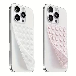 2-Pack Silicone Suction Phone Holder – Adjustable Angle, for Shower, Gym, Yoga, Makeup & Watching