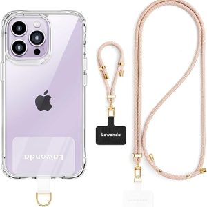 2 Pads Phone Lanyard Adjustable Crossbody Cell Phone Neck Strap Universal Mobile Phone Wrist Lanyard + 2pcs Cellphone Patch Tether Tab for Travel Essentials Lemonade Pink