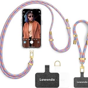 2 Pads Phone Lanyard Adjustable Crossbody Cell Phone Neck Strap Universal Wrist Lanyard + 2pcs Phone Patch Tether Tab for Travel Essentials