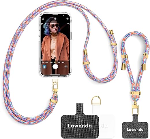 2 Pads Phone Lanyard Adjustable Crossbody Cell Phone Neck Strap Universal Wrist Lanyard + 2pcs Phone Patch Tether Tab for Travel Essentials