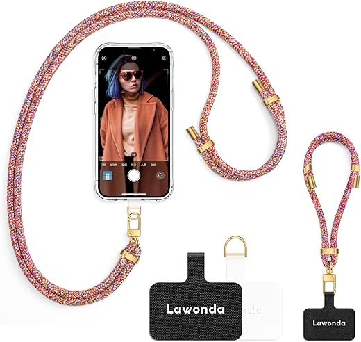 2 Pads Phone Lanyard Adjustable Crossbody Cell Phone Neck Strap Universal Mobile Phone Wrist Lanyard + 2pcs Cellphone Patch Tether Tab for Travel Essentials
