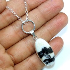 925 Silver Plated Pretty White Buffalo Turquoise Necklace 18" Fashion Sale MJ