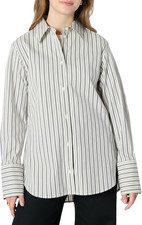 (Demi'S Pick) Women'S Oversized-Fit Cotton Stretch Poplin Button-Down Dress Shir