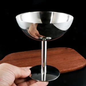 *Hot Sale 1pc New Stainless Steel Goblet Cup Ice Cream Dessert Salad Bowl Fruit Plate Snack Dish Home Bar Party Kitchen Tool