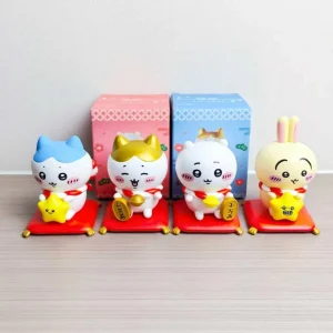 Kawaii CKW Lucky Cat Figurine Set Cute Fortune-themed Collectible Figures 4Pcs Set for Home & Car Decor