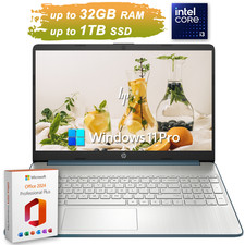 NEW HP Laptop Computer 15.6" Intel i3, Up to 32GB RAM & 1TB SSD Office 2024 Pro