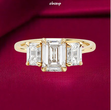 Sale ! 3.00 Ct Emerald IGI Lab Created Diamond Women Ring 14k Yellow Gold VVS2-E