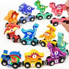 Wooden Dinosaur Number Train Set Magnetic STEM Learning Toy Kids 3-5
