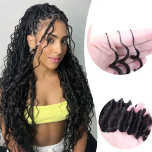 100% Human Hair Miracle Knots Pre-looped Human Crochet Hair Bundle Feather Crochet Human Hair Extensions Knotless Deep Wave Boho Braids Crochet Human Hair For Women