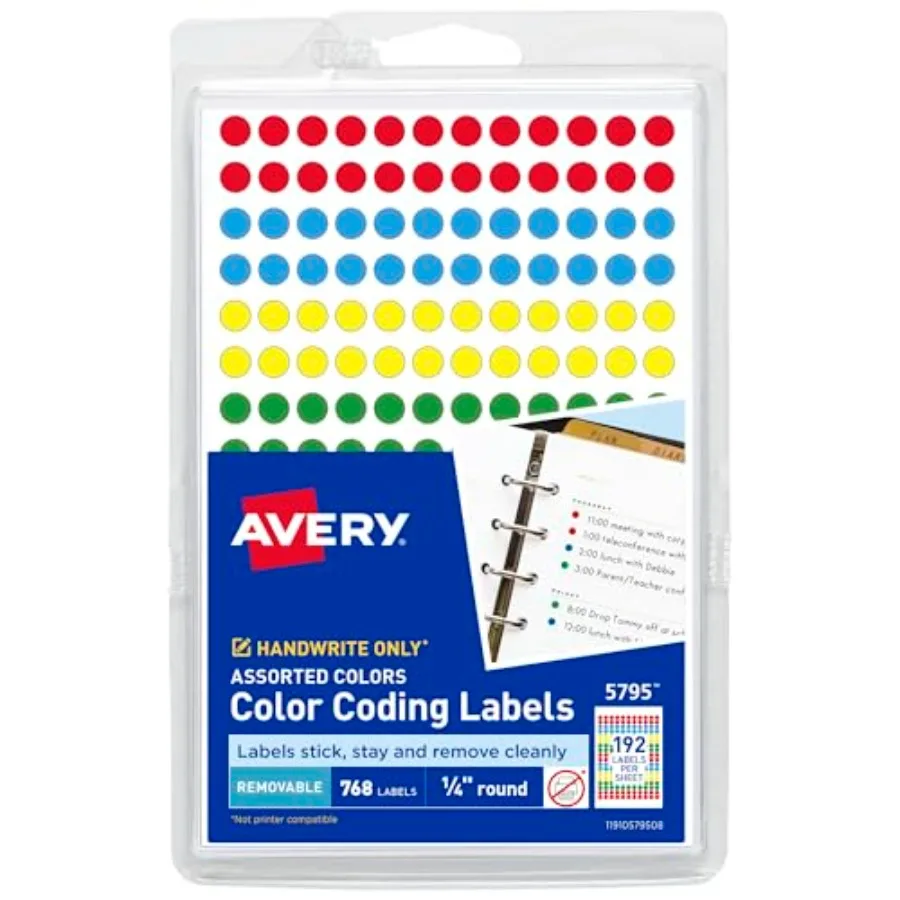 Limited-time special offer Color-Coding Removable Labels, /4 Inch Round Labels, Assorted Colors, Non-Printable, 760 Dot Sticker