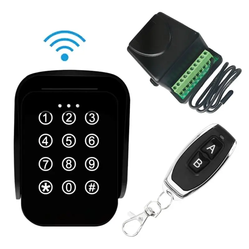 !【Top Deals】Dual Voltage 12V/24V Wireless Keypad 433Mhz With Rolling Code Receiver For Garage Door Controls