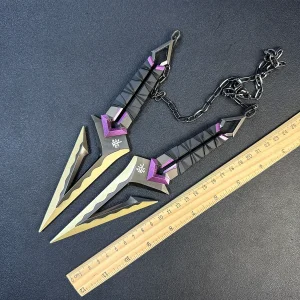 17cm Valorant Karambit All-Metal Prop - Rotatable Training Claw Knife, Game Melee Toy Home Decor