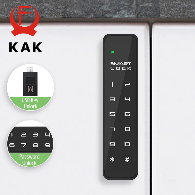 KAK Password Lock Drawer Lock Anti-theft Mini Code Locker Wardrobe Gym Cabinet Electric Smart Door Lock File Cabinet Hardware